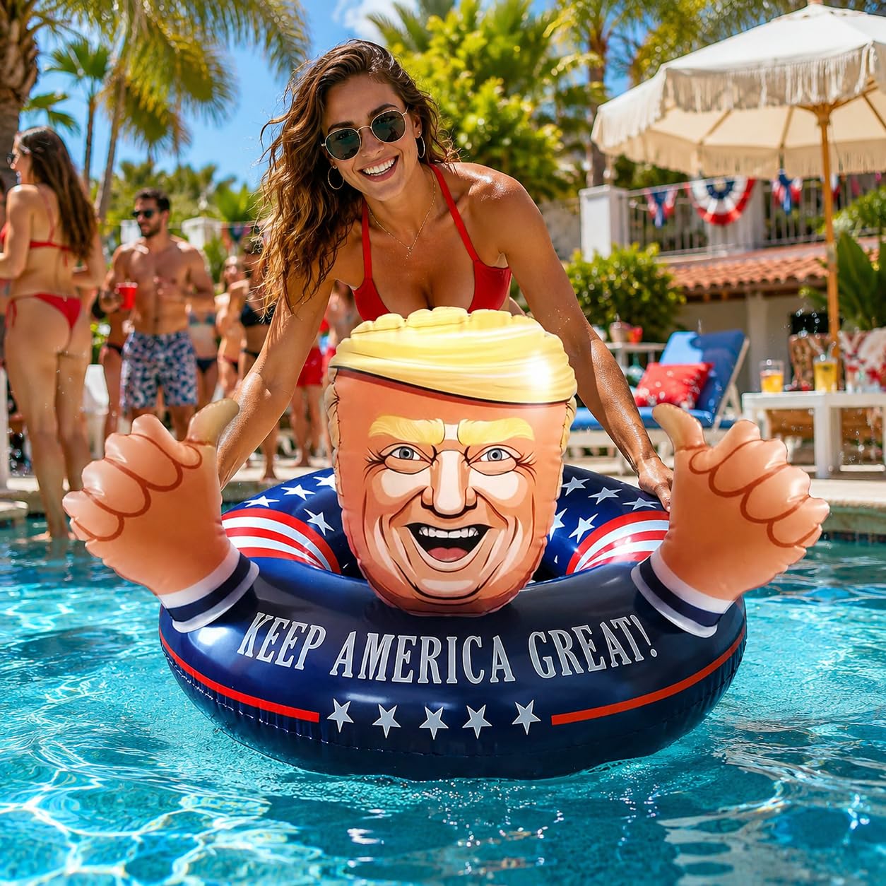 Flotteur de piscine américain gonflable pour fête d'été – Gonflable amusant pour adultes et enfants
