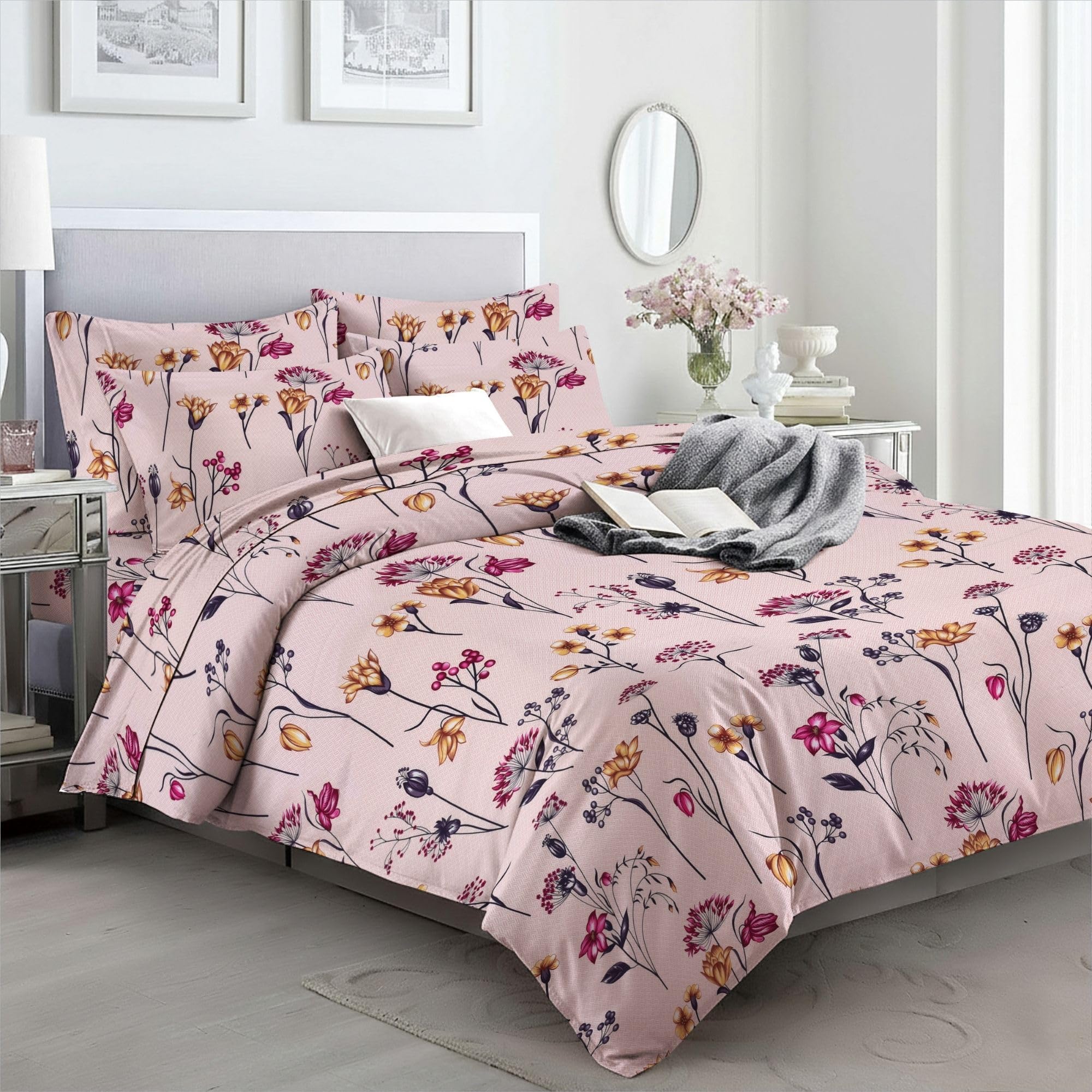EverSoft Bedding King Size Duvet Cover Set with 2 Pillowcases Soft Brushed Floral Bedding Set, Printed Quilt Cover, Easy Care, Comfortable Durable Bed Linen UK
