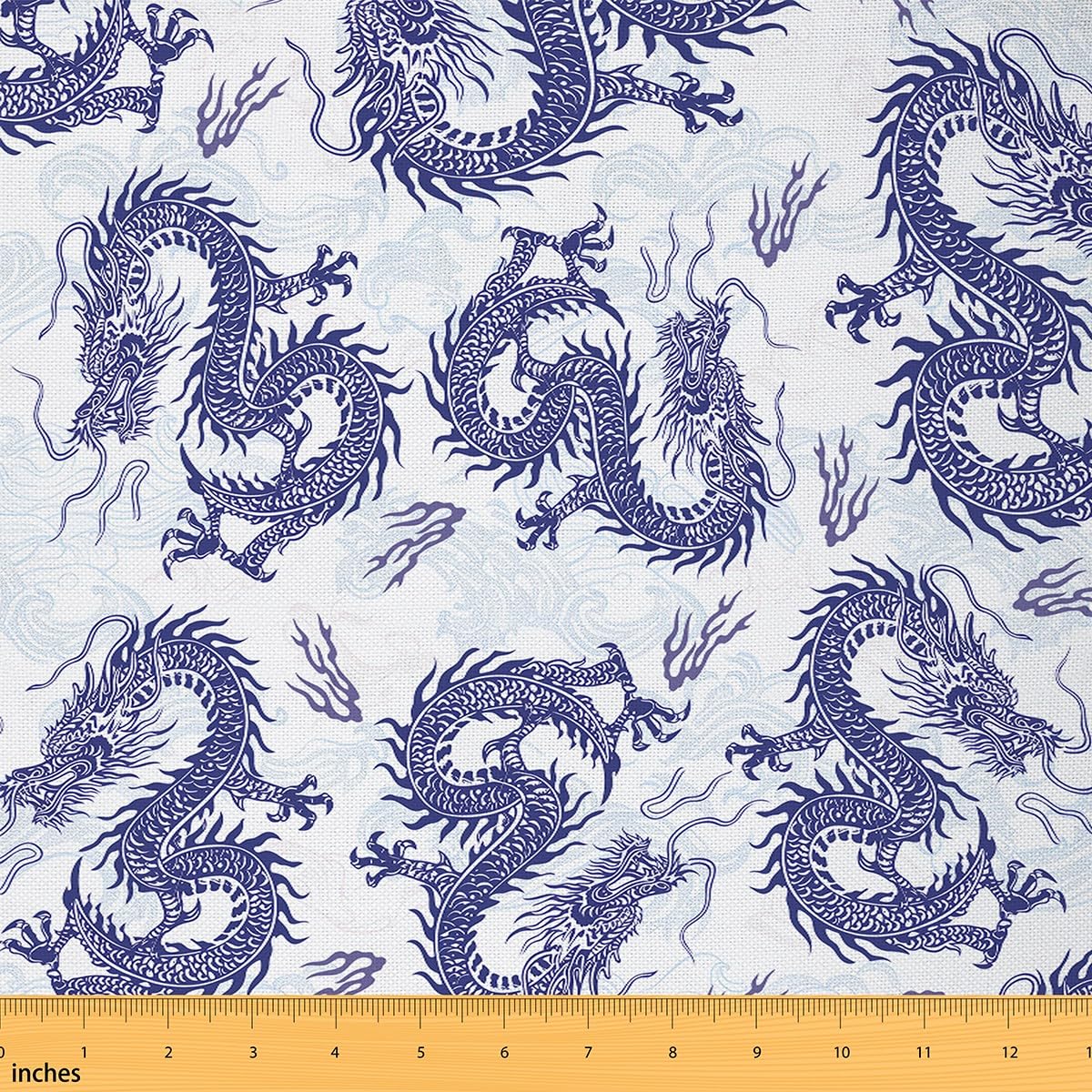 Erosebridal Dragon Fabric by The Yard Asian Theme Waterproof Outdoor Fabric for Kids Boys Girls Art Mythical Animals Upholstery Decor 1 Yard