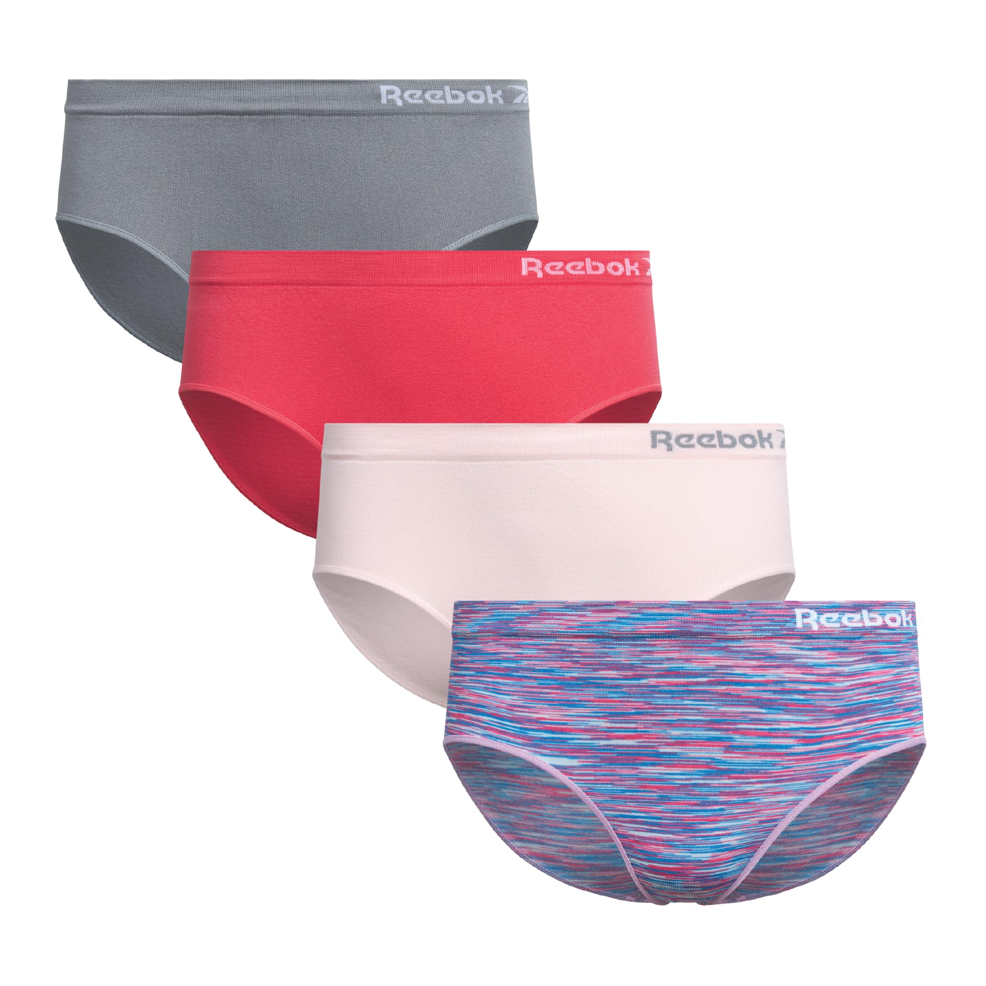 Reebok Girls Underwear Hipster Panties - 4 Pack Soft Seamless Stretch Performance Briefs Underwear for Girls Sizes 6-16