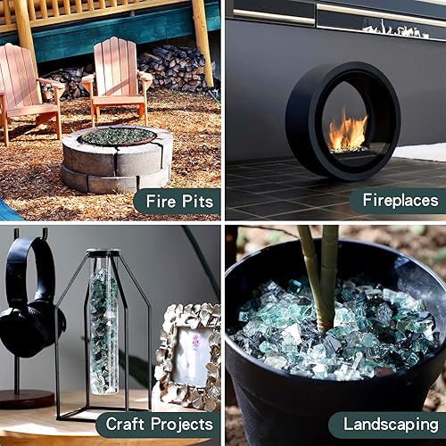 Miniatura 4 de Onlyfire Vidrio de Fuego Reflectante Mezclado de 10 Libras para Hoguera, Chimenea y Paisajismo, Rocas de Vidrio de Fuego de Colores Mezclados de