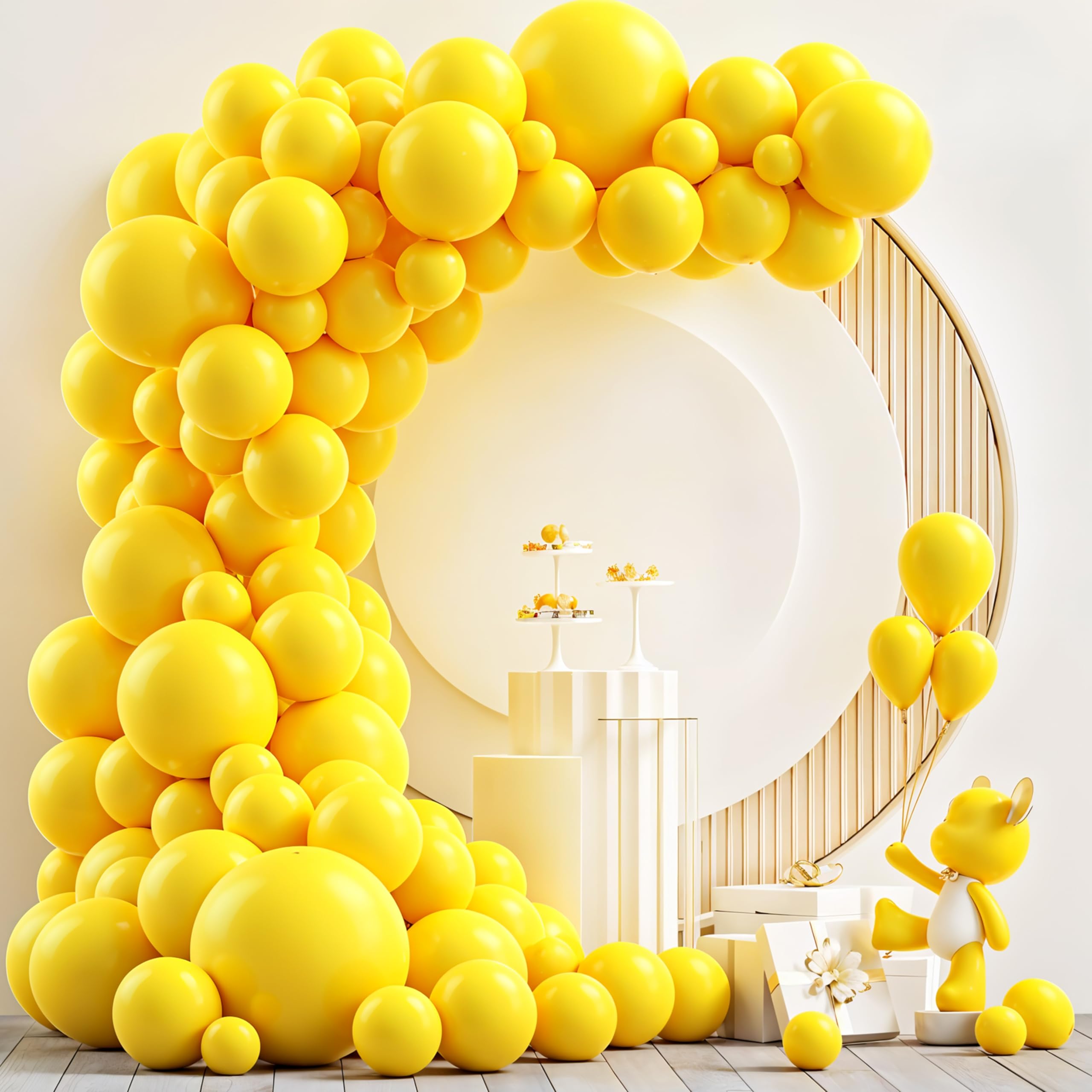 Regular Yellow Balloon Pack of 50 Balloons for Birthday Decoration items celebration Anniversary Girls Boys Men Women (Pack of 50Pcs,1 Glue Dot,1 Balloon Arch) (YELLOW, 50)-image-1