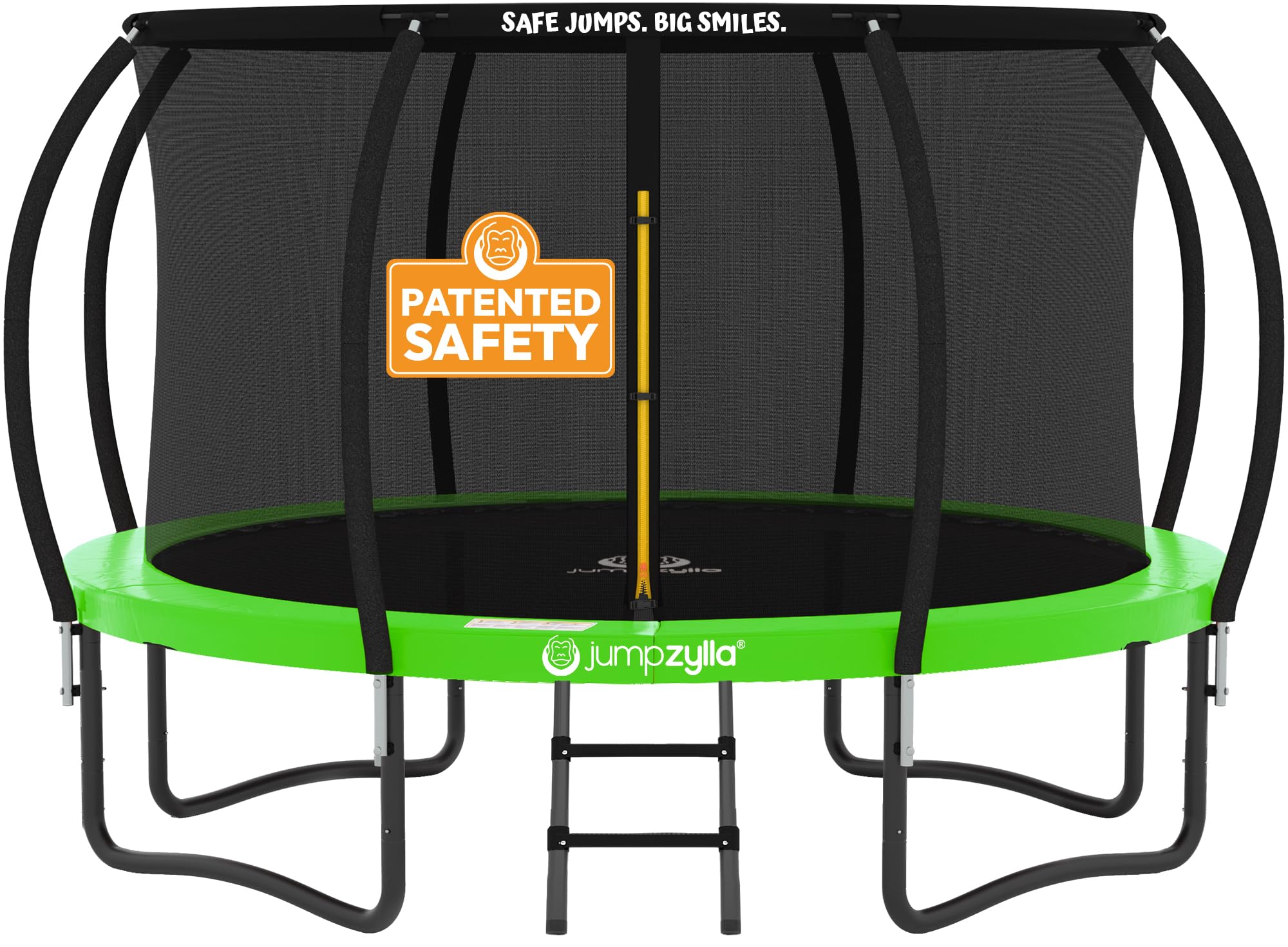 JUMPZYLLA Trampoline Outdoor 14FT with Enclosure, Non-Slip Ladder & Anti-Rust Coated Frame, ASTM Approved Recreational Backyard Large Trampoline with Net for Kids & Adults