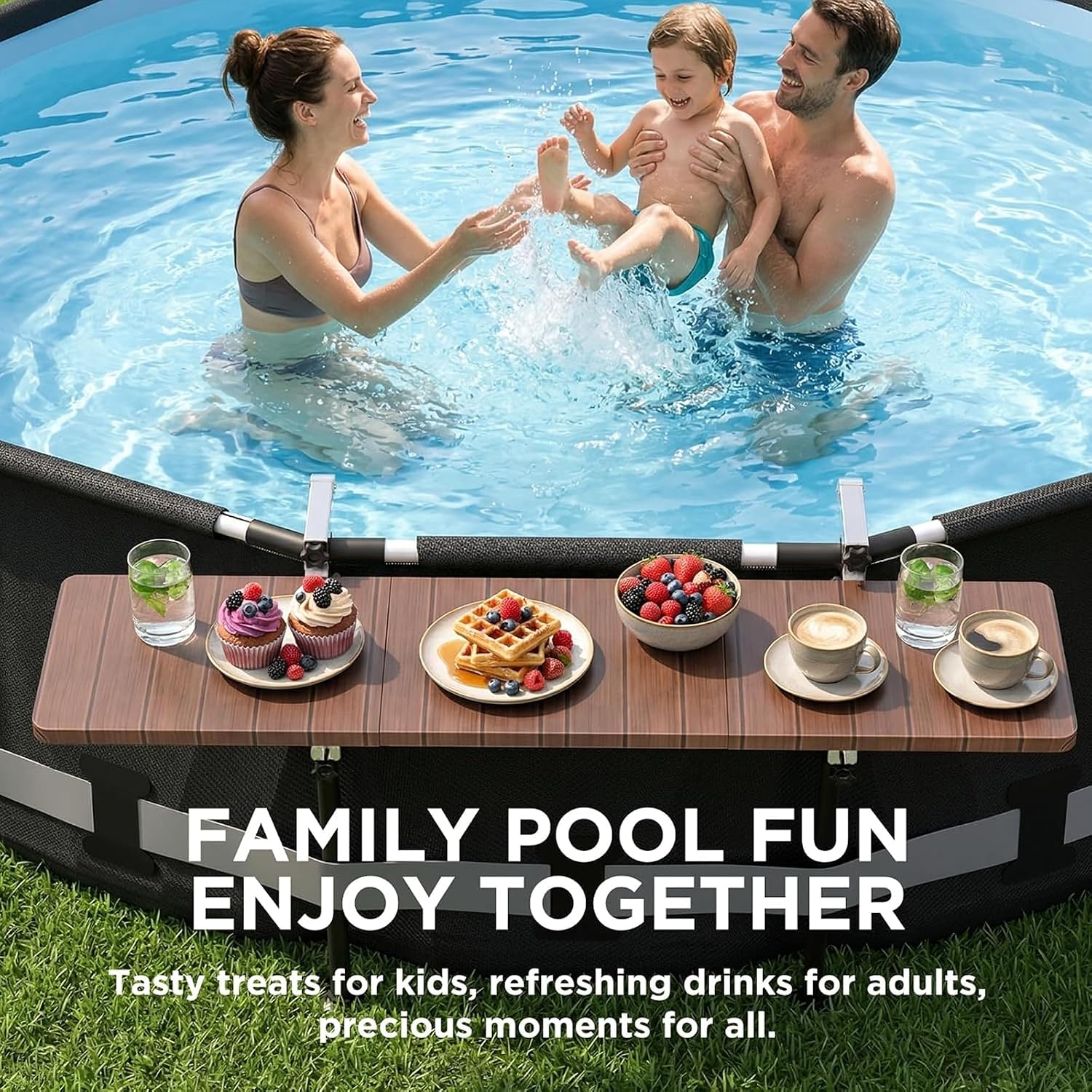 Utheer Folding Pool Bar Table for Above Ground Pools, Drinks Within Reach image 3