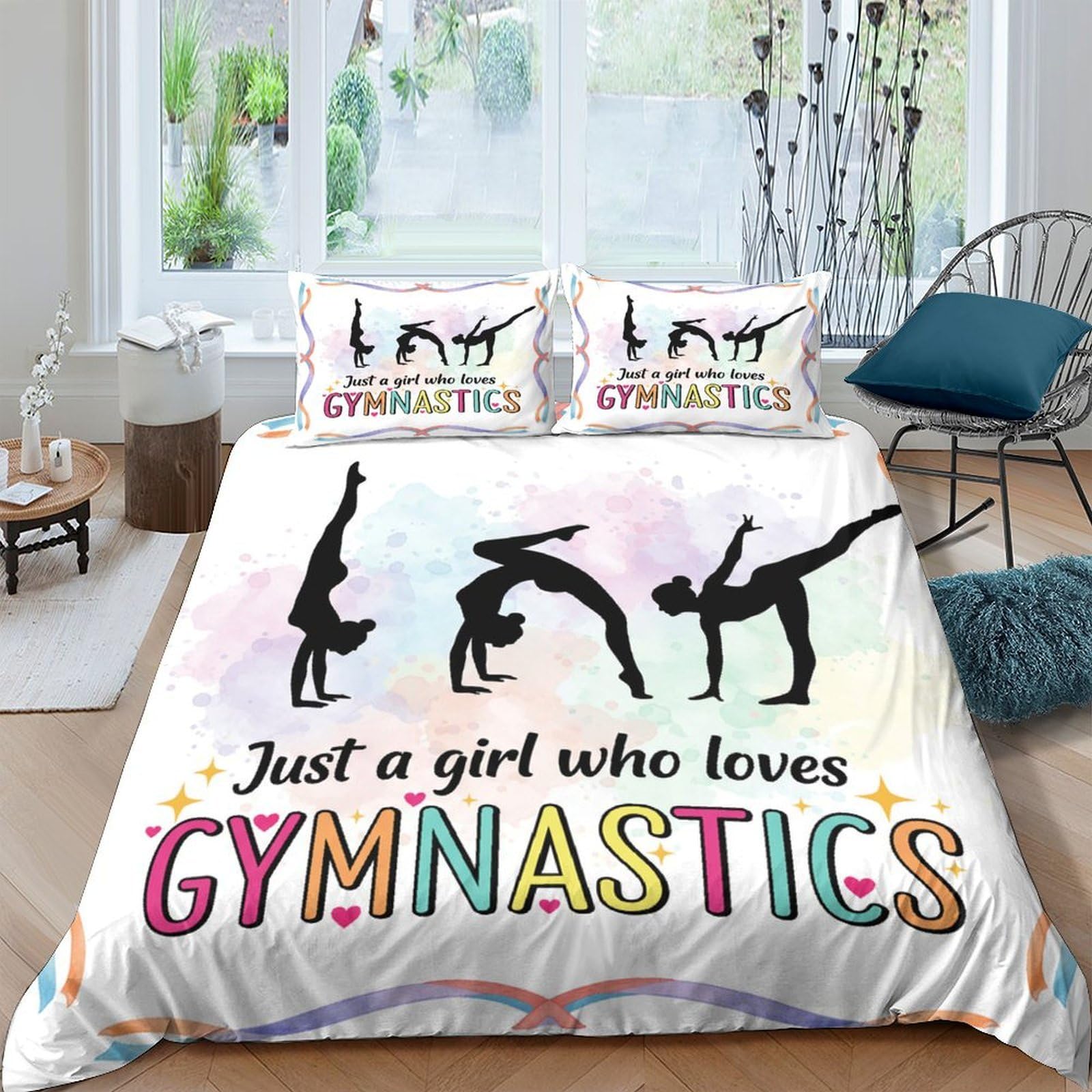 Ctjqhvkz Style-5 3D Printed Gymnastics Silhouette Fitted Sheet Microfiber Soft Colorful Letter Bed Cover For Bedroom Dorm Mattress Decor Single（135X200cm）