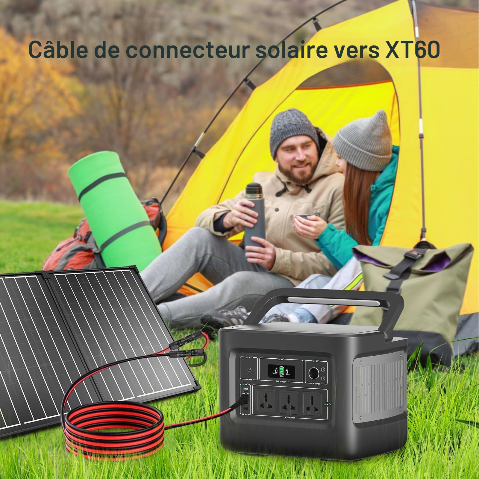 XRDS -RF Câble de connexion solaire vers XT60 10,7 m, câble d'extension solaire vers XT60 femelle 10 AWG, câble d'alimentation 600 V pour panneaux solaires, batteries, stations d'énergie - Transfert