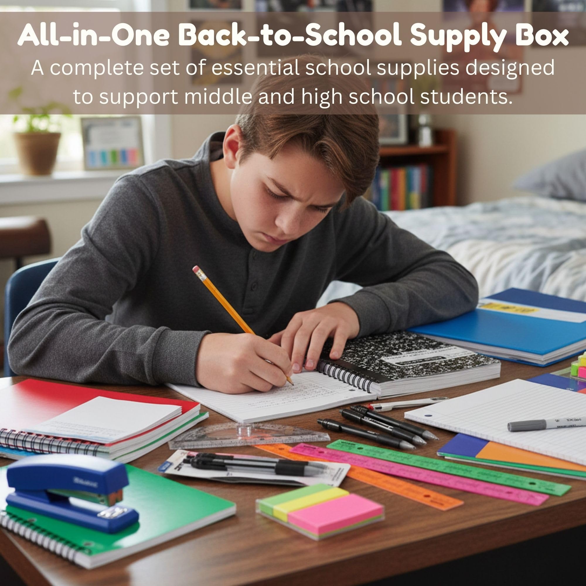 OMURA Apprentissage | Kit de 70 pièces Essentiels pour la rentrée Scolaire avec Vente au détail d'une Valeur de Plus de 179,99 $ | pour collège et lycée