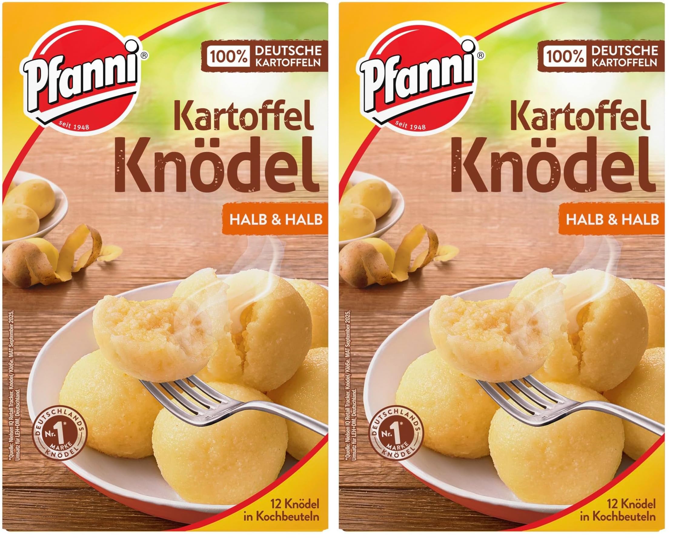 Pfanni Kartoffel Knödel Halb & Halb der Klassiker für ein leckeres Kartoffelgericht mit 100% deutschen Kartoffeln 7x 400 g (Packung mit 2)