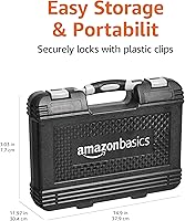 Vista 7 de Yaxa Basics Juego de herramientas manuales de mecánico y reparación del hogar general de 65 piezas, color negro