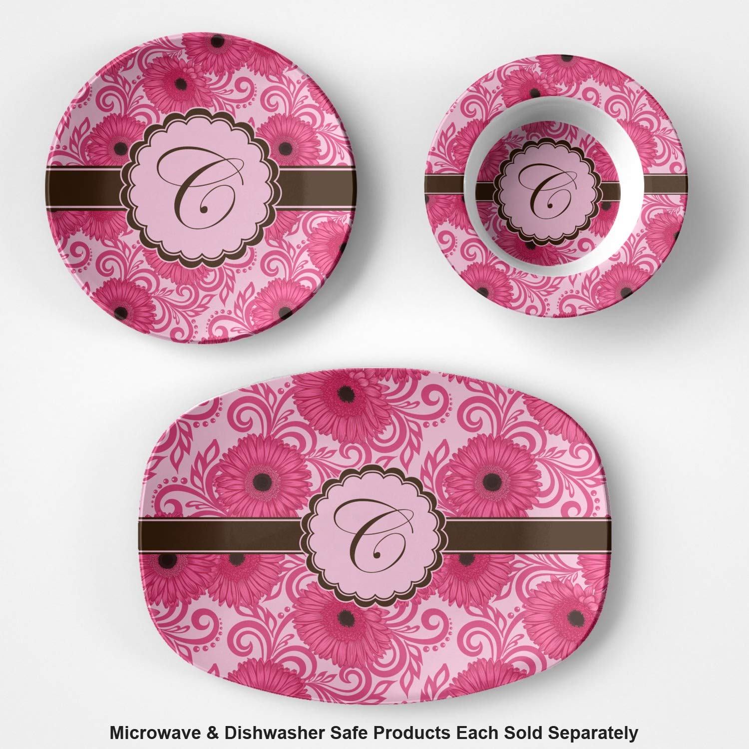 Personalized Gerbera Daisy Plastic Bowl - Microwave Safe - Composite Polymer