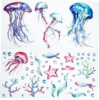 Abaodam 2 Folhas De Adesivos De Parede Decalques De Parede De Banheiro Papel De Parede Decalques De Parede Oceano Decalques De Parede Crianças Decalques De Parede Decoração De Quarto