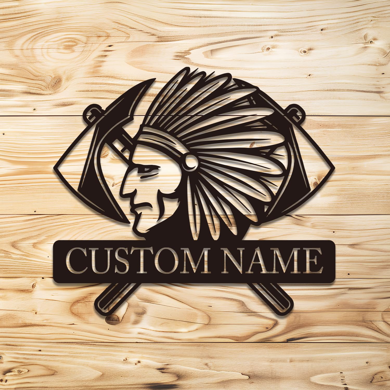 Personalized Indian Metal Wall Decor, Custom Indian Metal Wall Decor, Personalized Indian Name Sign, Indian Home Decor Metal Wall Art, Indian Chief