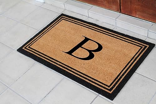 Miniatura 4 de A1HC - Tapete de fibra natural con monograma para puerta delantera, 24 x 39 pulgadas, tapete duradero con tratamiento antidesprendimiento para