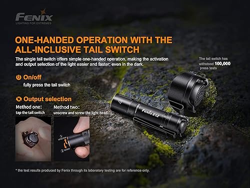 Miniatura 5 de Fenix Linterna LED E12 V2 de 160 lúmenes con paquete de batería alcalina AA EdisonBright