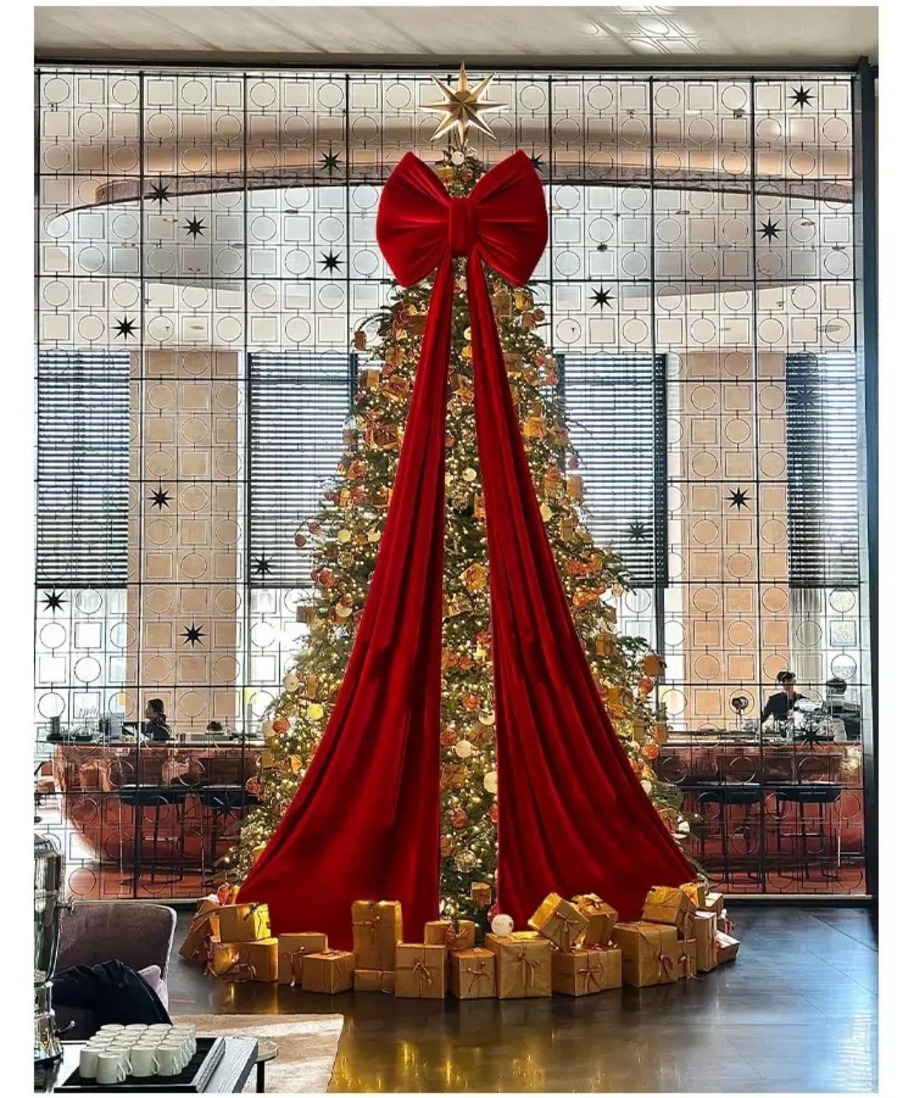 Genérico Extra große Samtschleife für Weihnachtsbaumspitze, 80/110/160/200 cm, große rote Schleifen für die Baumspitze, Weihnachtsdekoration für Zuhause, Hochzeiten und Partys