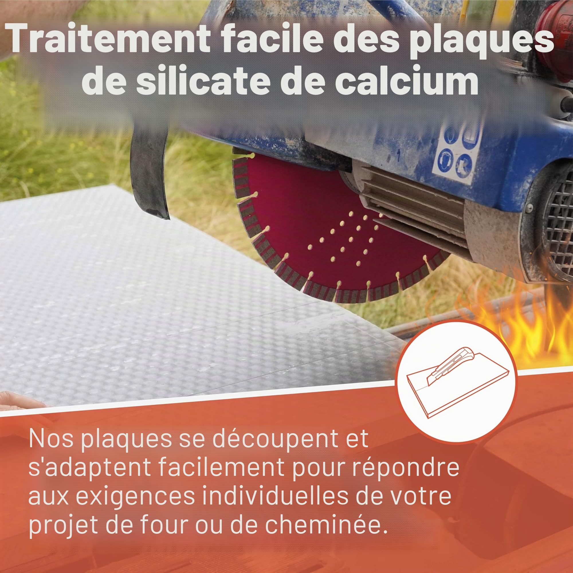 Ignifuge 123 – Plaque en silicate de calcium 500 x 610 x 20 mm, plaques isolantes pour poêles et cheminées, plaque de climatisation CaSi à faible conductivité thermique, résistant à la chaleur jusqu'à