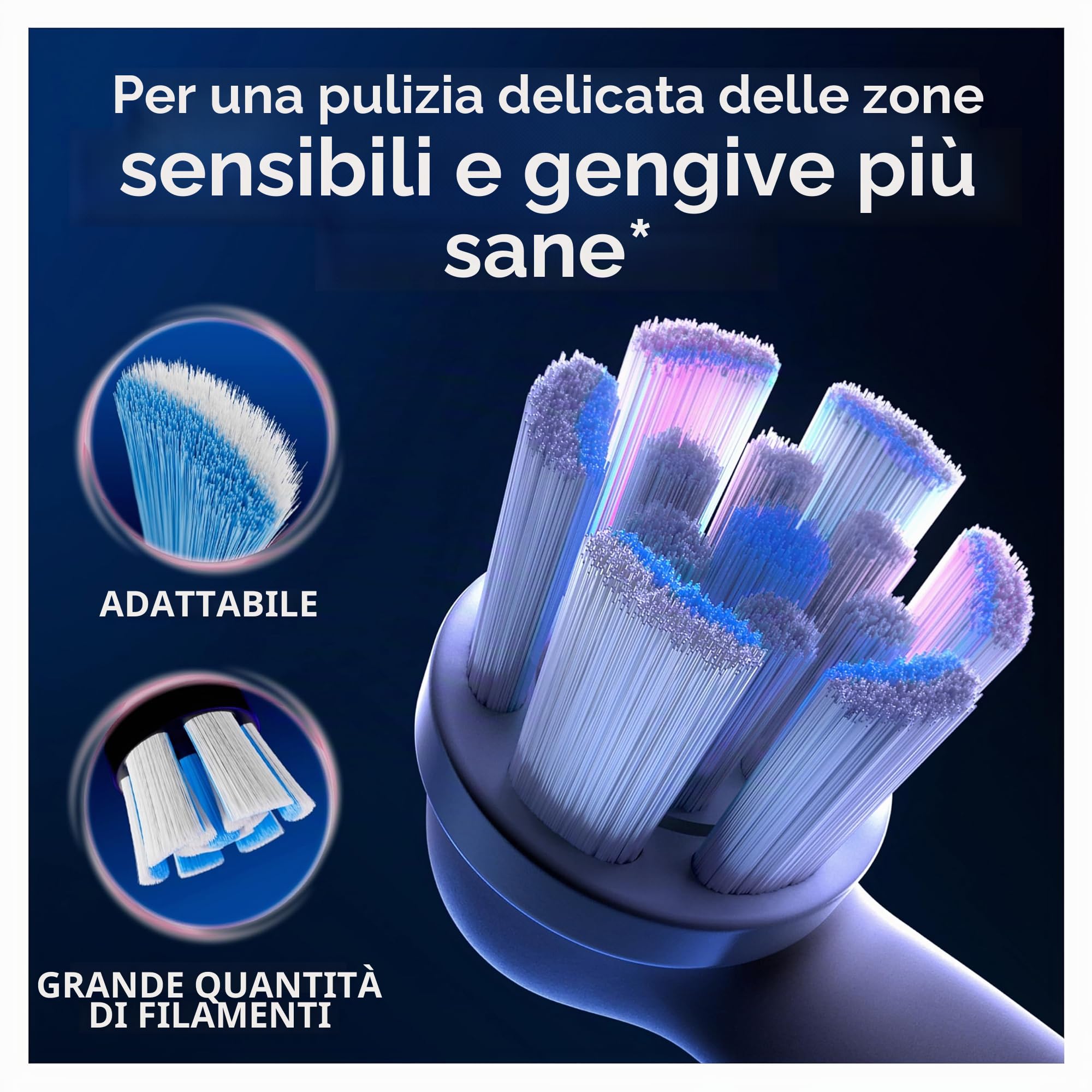 Oral-B Serie iO Gentle Care, testine di ricambio originali rotonde, setole angolate per la rimozione della placca, testina più morbida, per gengive sensibili, progettate per spazzolini elettrici
