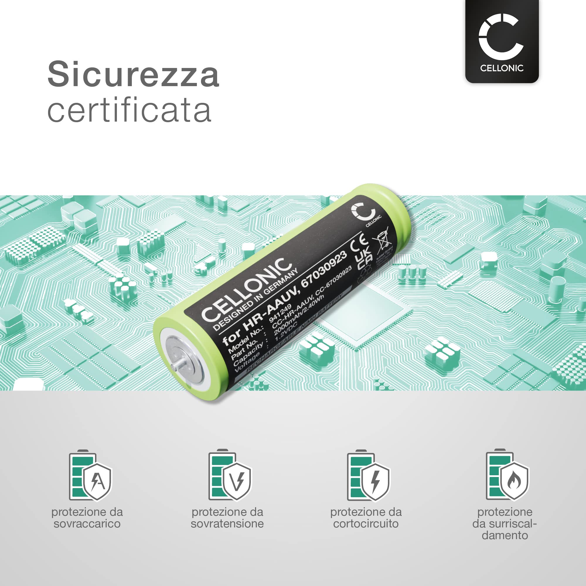 CELLONIC 2x Batteria per Rasoi & Tagliacapelli Compatibile con Braun Series 3 300s, Series 3 300BT, Series 3 5408, Compatibile con Panasonic WER160L2506 – (2000mAh, 1.2V)