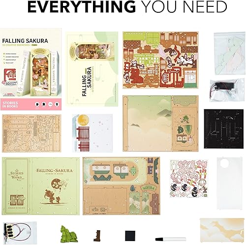 Miniatura 7 de RoWood Book Nook - Juego de rompecabezas en miniatura de madera 3D, kit de manualidades para adultos