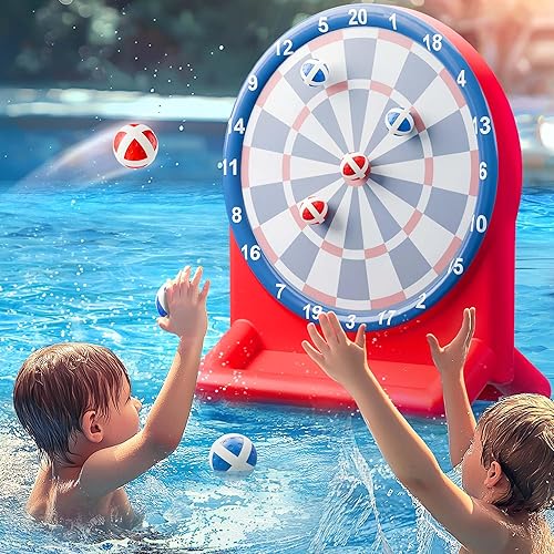 iPlay, iLearn Divertidos juguetes de piscina para niños, juegos inflables de tablero de dardos, flotadores de piscina, patio de playa, juego al aire