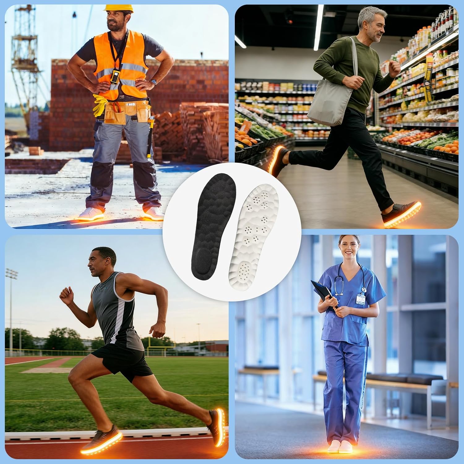 2026 New Steppers Insoles for Men & Women - 4D Cloud Comfort Memory Foam | Super Soft Shock Absorption, Anti-Fatigue & Breathable Design | Replacement Inserts for Work, Running (Black, Men's 8.5-9)