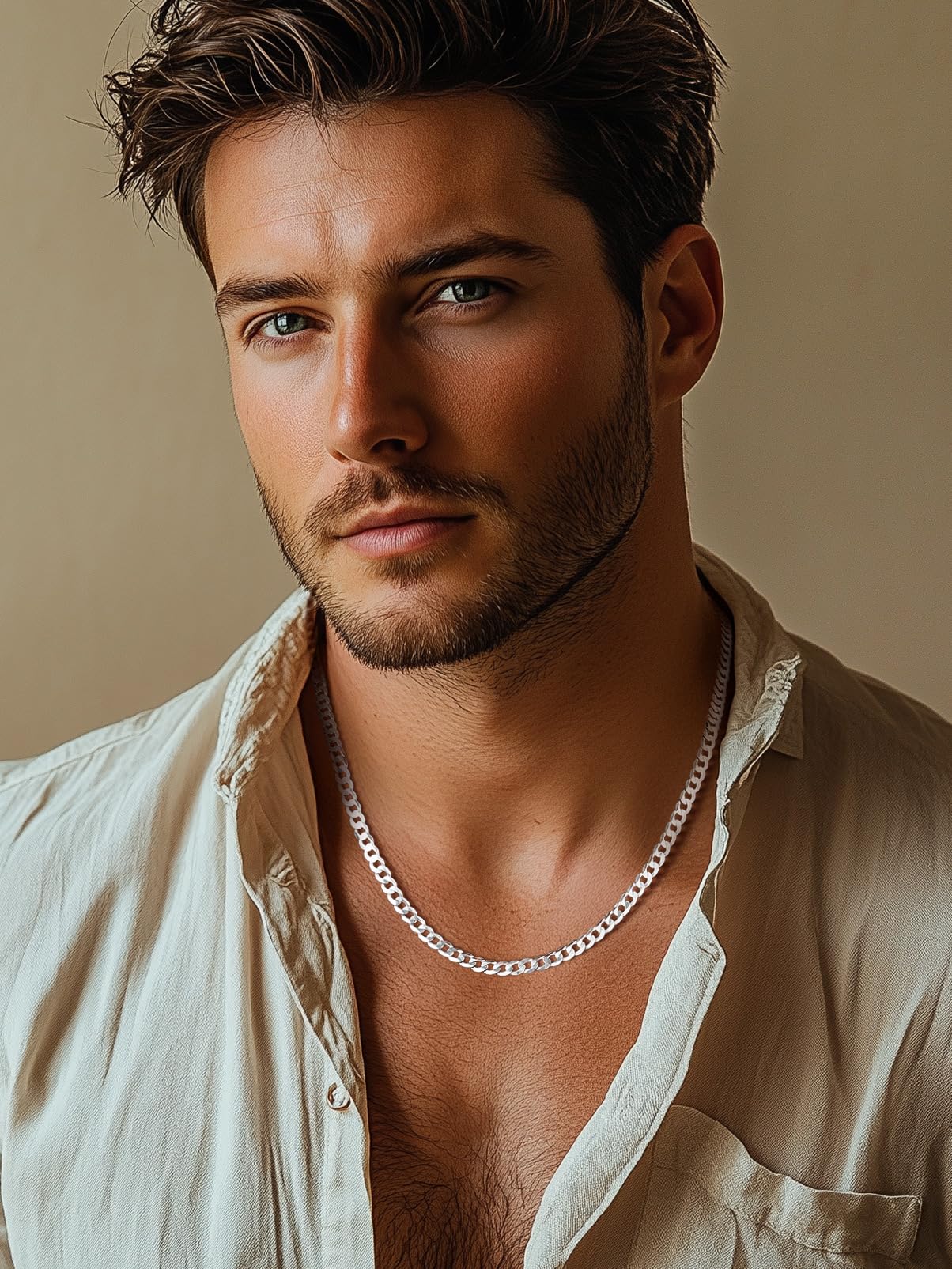 Silvora Collana Catena Argento 925 Uomo, 3mm/5mm Collana Uomo Argento Lunga 36-71cm, Catenina Cubana Figaro Ragazzo Necklace for Men HipHop Idee Regalo per Compleanno Anniversario Natale