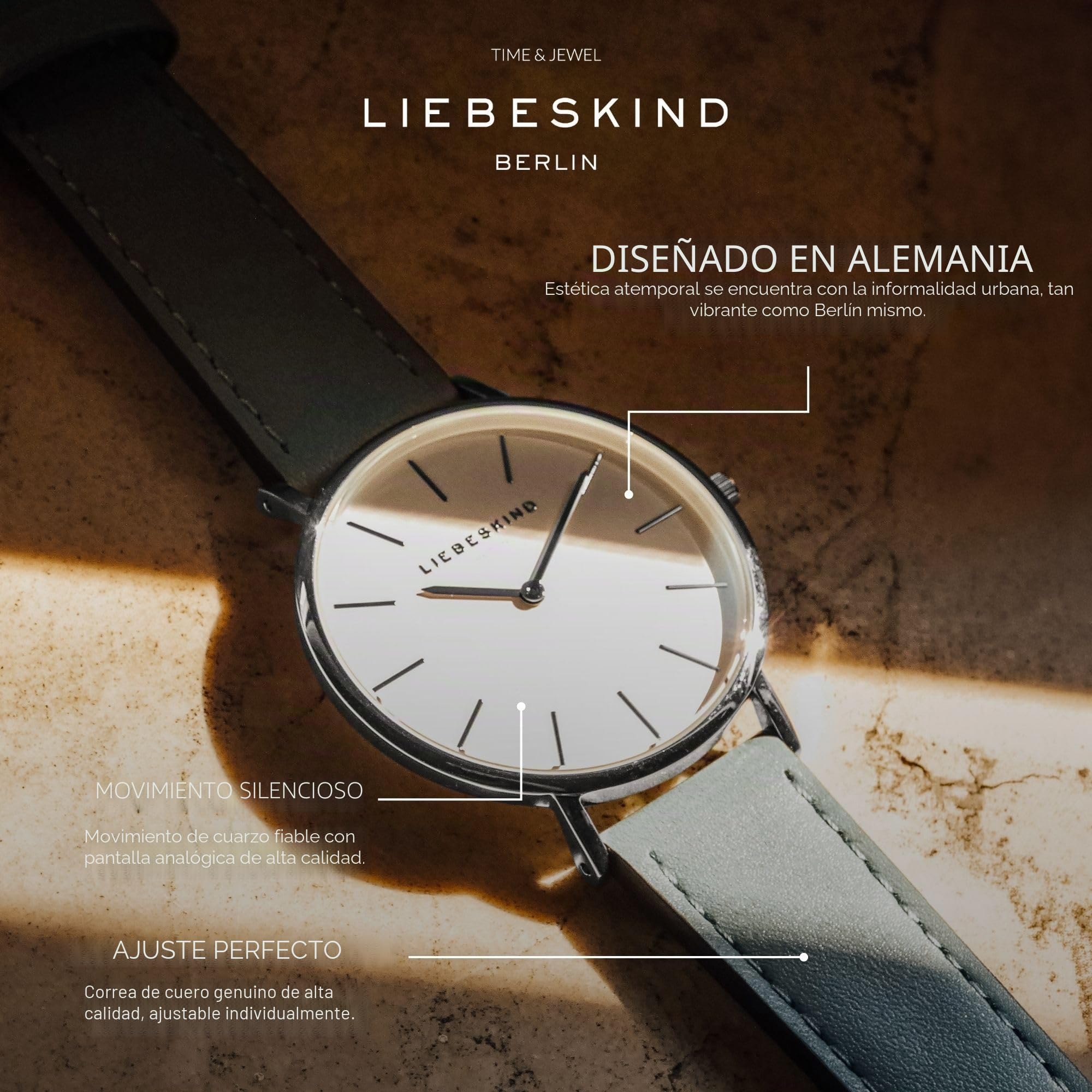Liebeskind Berlin Reloj De Pulsera para Mujer – 38 Mm Redondas Caja – Reloj De Cuarzo con Correa De Cuero – 5 ATM Resistente Al Agua – Apto para El Día A Día & Elegantee