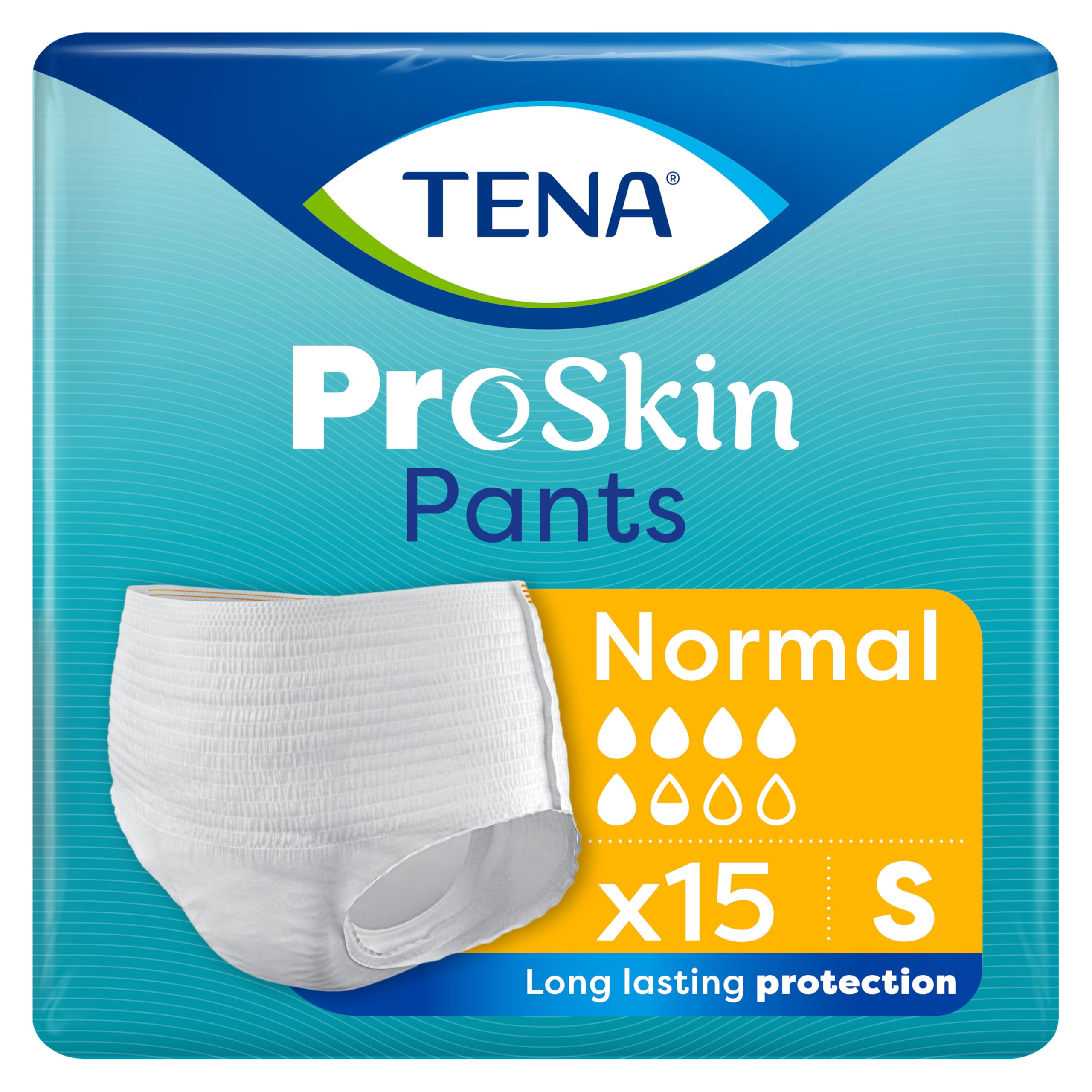 Tena ProSkin Pants Normal – Disposable Incontinence Underwear for Moderate to Heavy Leakage with Fast Absorption, Odour Control & Triple Skin Protection - Small, Pack of 15