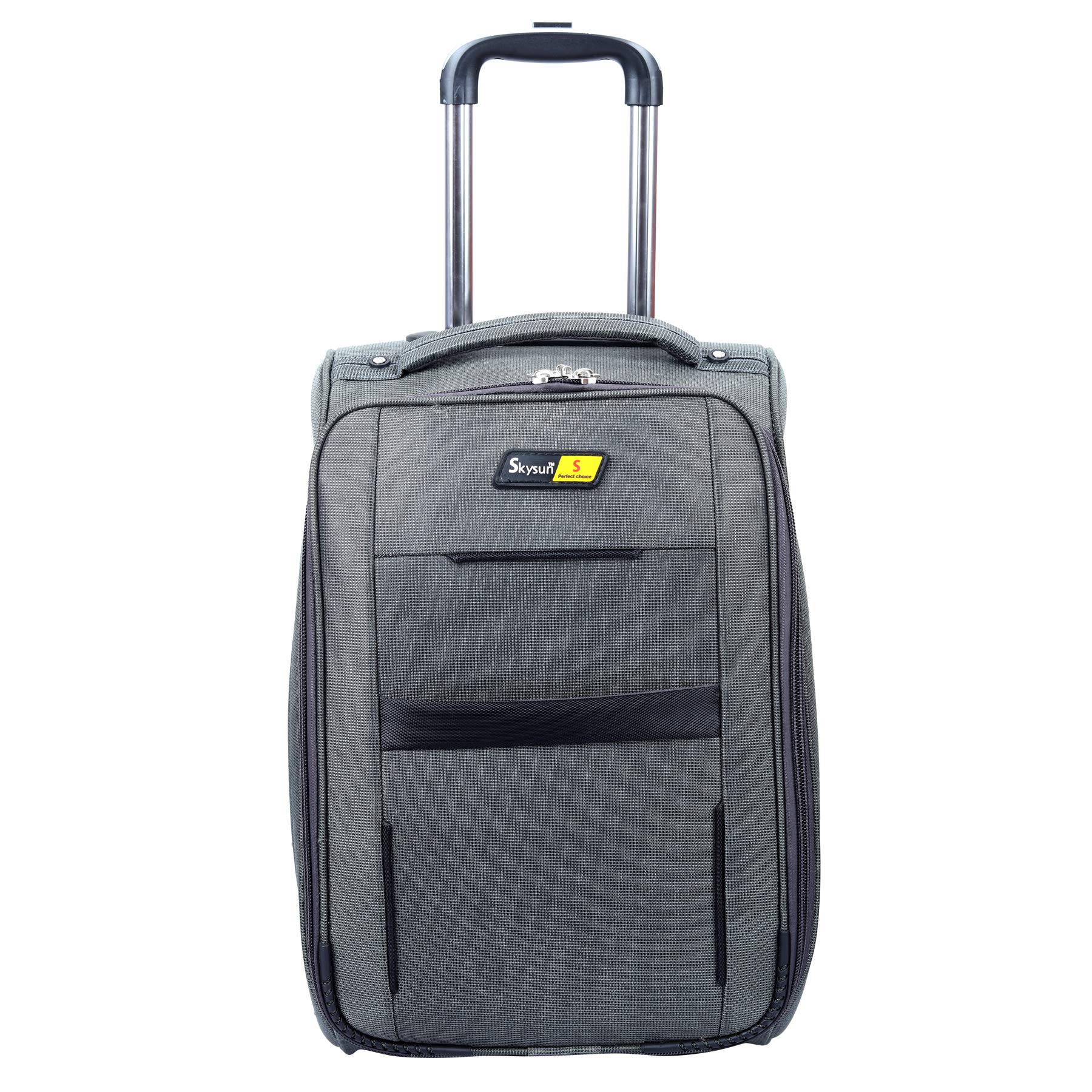 Skysun Polyester 22Inch Soft Luggage Trolley Suitcase Bag for Men and Women with Wheels (Grey)-image-36