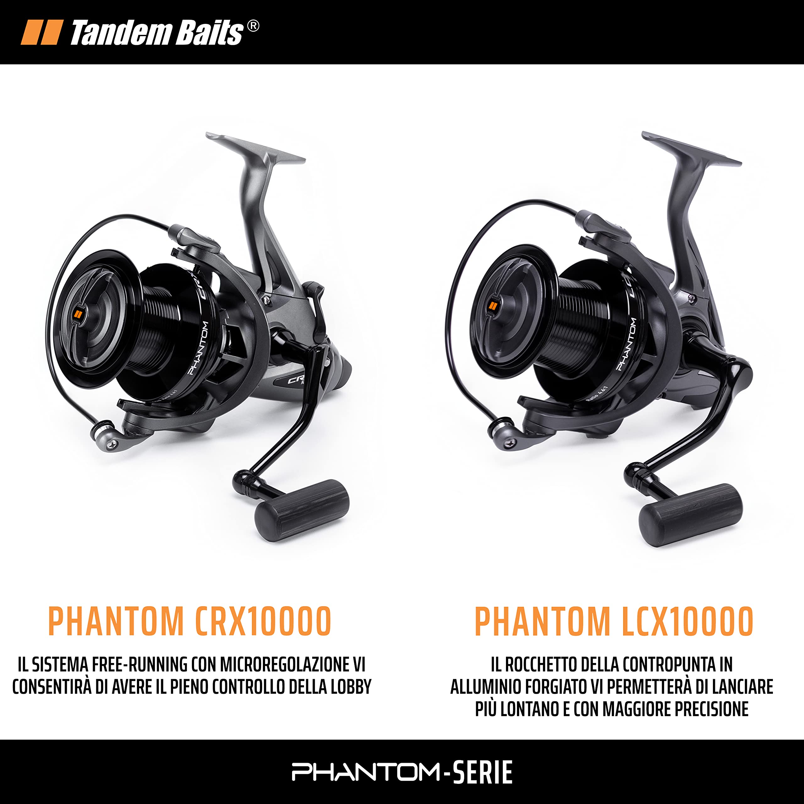 Tandem Baits Phantom CRX10000 Mulinello Pesca con Sistema Antitorsione | Di 8 Cuscinetti a Sfera + 1 Cuscinetto | Perfetto per la Canna da Pesca | Mulinello Carpfishing | Attrezzatura da Pesca