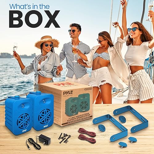 Vista 108 de PyleUsa Par de altavoces Bluetooth para interiores y exteriores, 200 W, doble impermeable, 3.5 pulgadas, sistema de rango completo de 2 vías con Rojo