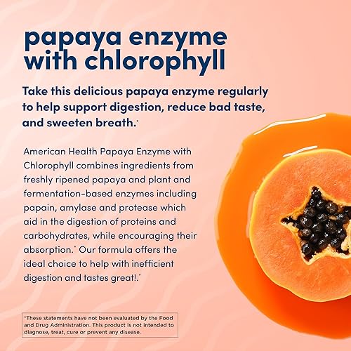 Vista 10 de Tabletas de enzima de papaya con clorofila masticables de la marca American Health, 43596-Parent, 1, 1