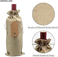 Vista 4 de DIWNELEM 16 Pack Burlap Jute Wine Gift Bags with Drawstring, Perfect for Wine Tasting, Weddings, Parties & Travel