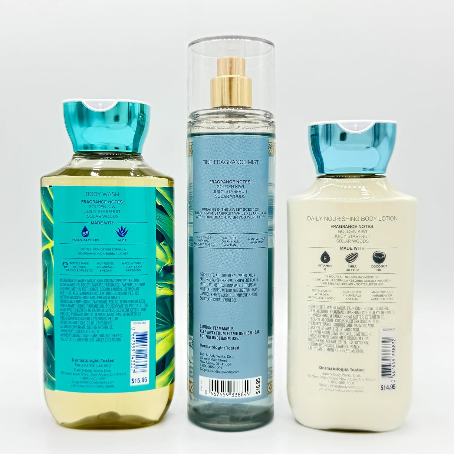 Bath & Body Works Thailand Sweet Kiwi & Starfruit 3-Piece Set | Includes: Body Wash, Fine Fragrance Mist and Body Lotion