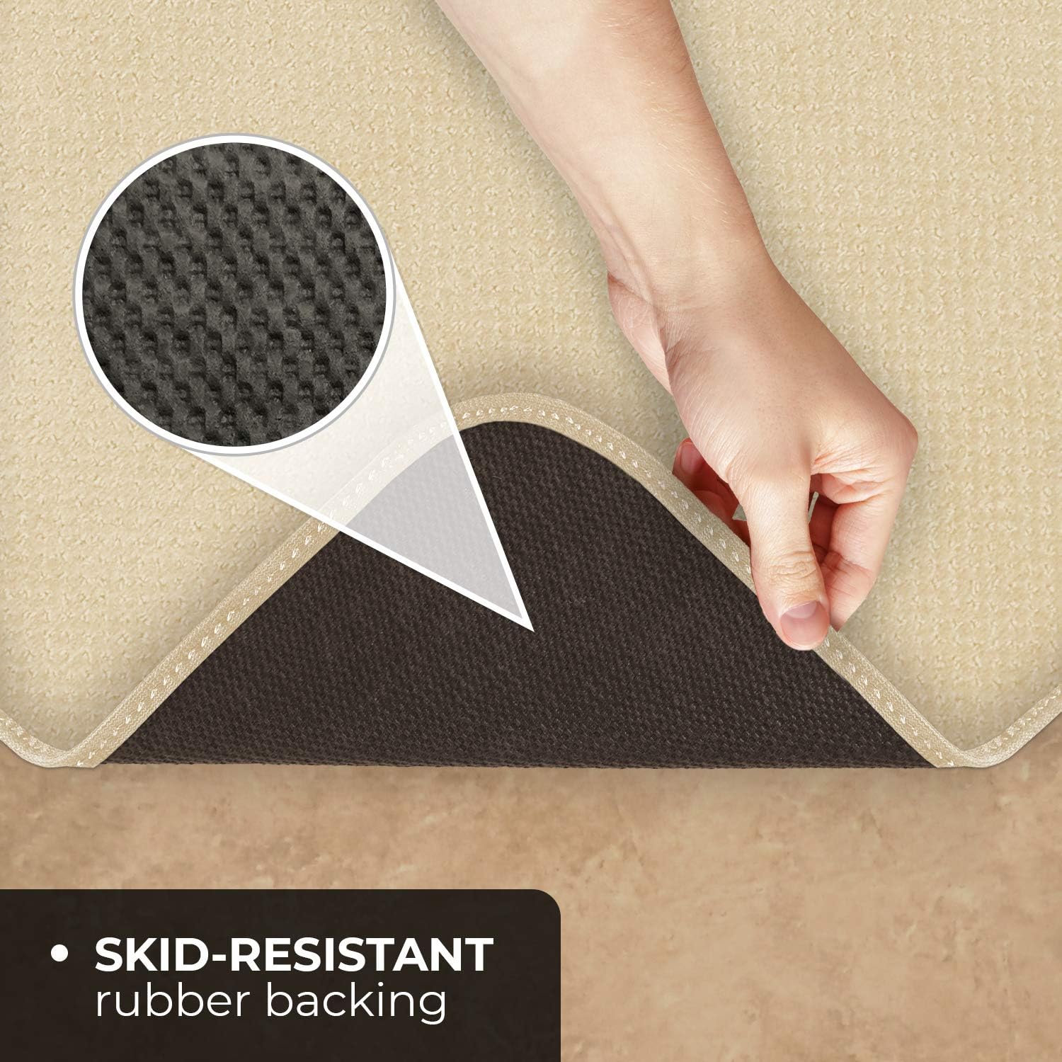 House, Home and More Skid-Resistant Carpet Runner - Ivory Cream - 8 Feet X 27 Inches