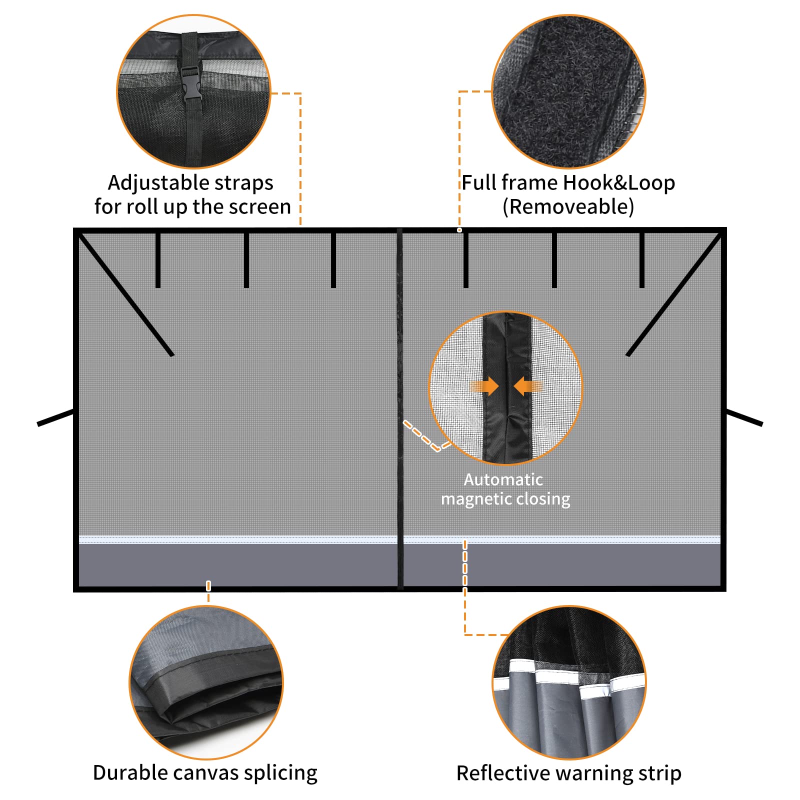 Magnetic Garage Door Screen for 1 Car, Strong Magnetic Closure Garage Screen Door Kit, Easy Install Oiyeefo Self Sealing Garage Net Screen, 2 Ways Roll Up Retractable Mesh Screen Door- 8x7FT