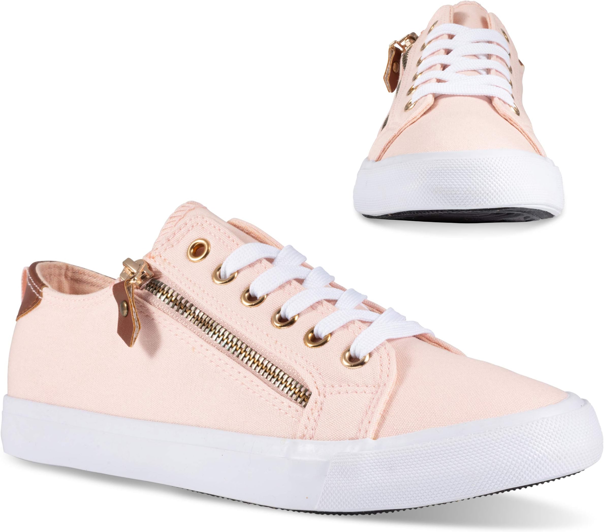Twisted Women's KIX Canvas Sneakers with Decorative Zippers