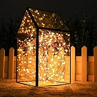 Vista 6 de JMEXSUSS Paquete de 2 200 luces LED solares blancas cálidas para exteriores, impermeables, luces solares parpadeantes de 66 pies, 8 modos de alambre