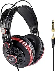 Superlux Fones de ouvido HD681 Air Professional Monitoring Semi-Open Back com almofada de ar, Over-Ear com fio com som de alta resolução, adaptadores de 3,5 e 6,3 mm para audição casual, gravação de