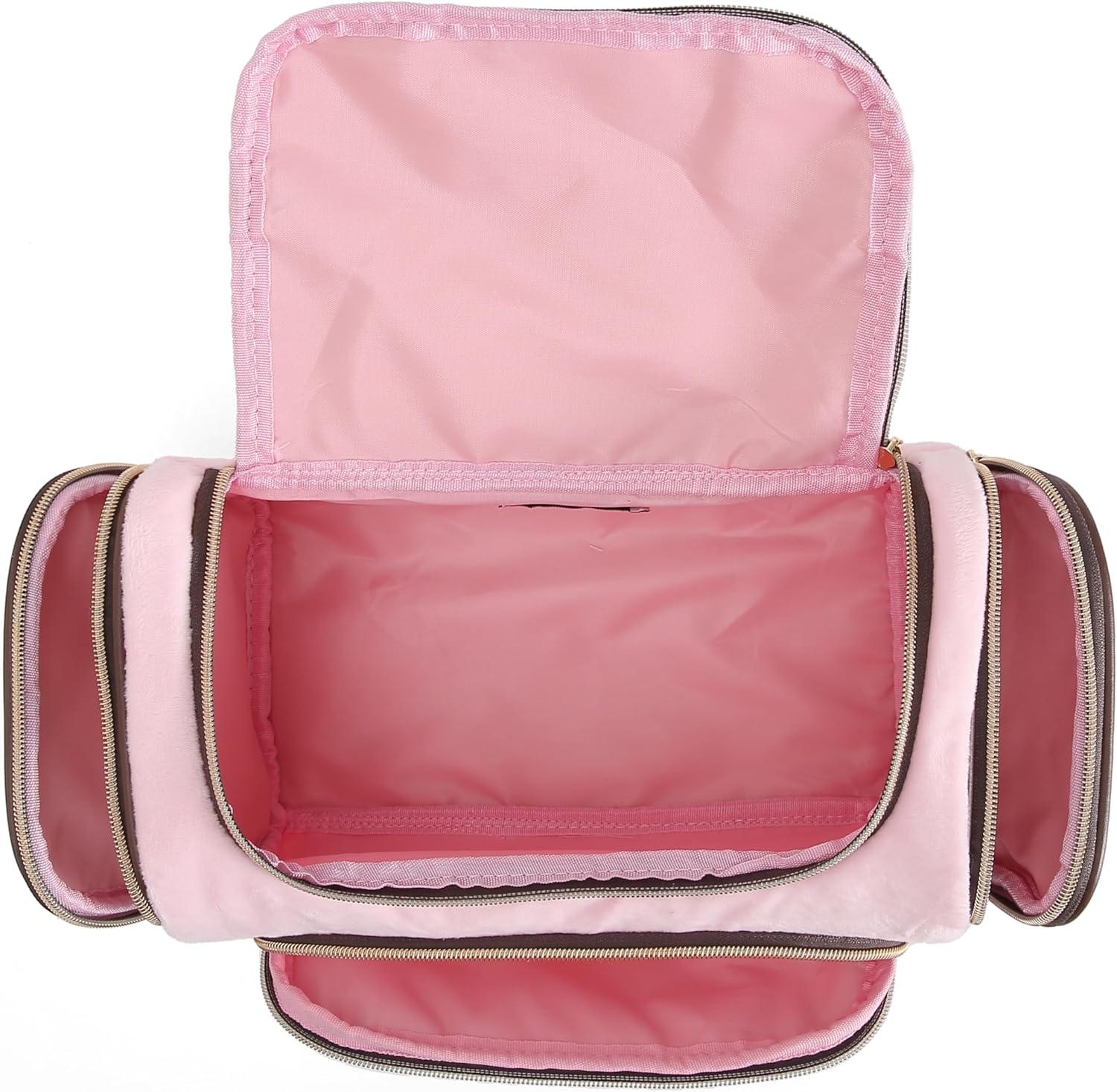 Juicy Couture Pink Makeup Bag Cosmetics Organizer Travel Essentials Duffel Velour Gold Terrier Dog Rhinestone Crown