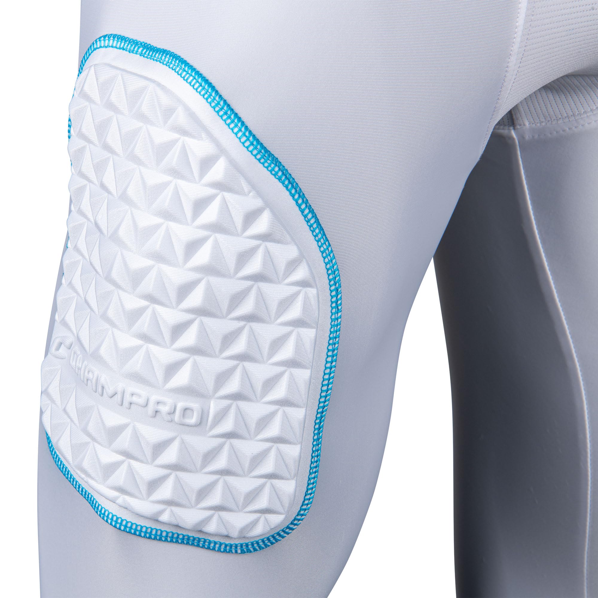 Champro Bull Rush - Faja Juvenil de 7 Almohadillas, Color Blanco, Azul óptico