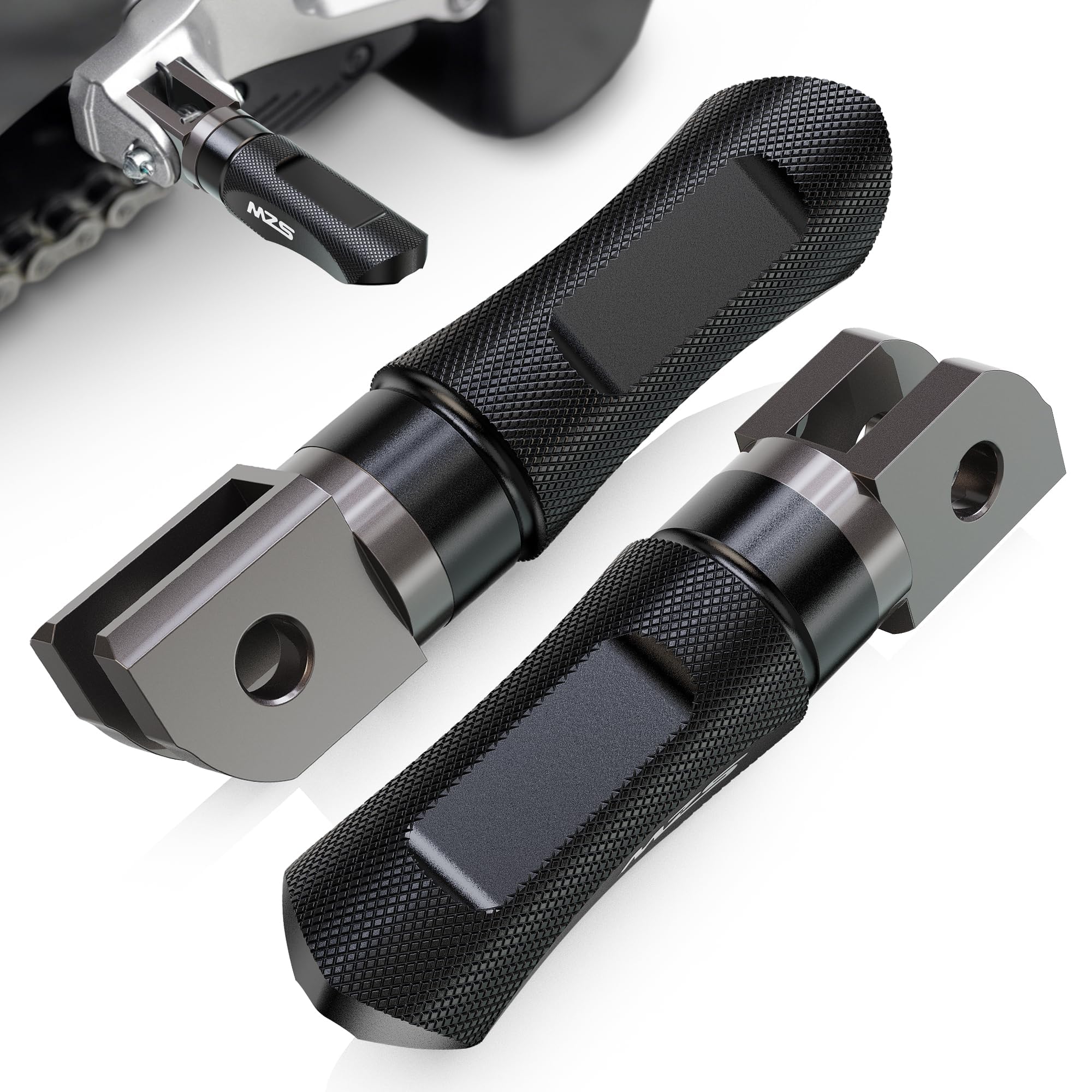 MZS Motorcycle Front Foot Pegs, Adjustable Sport Footpegs Rider Foot Pedal Rest Black CNC Compatible with MT07 MT-07 14-24 / MT09 MT-09 18-20 / FZ07