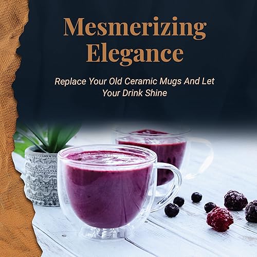 Miniatura 8 de Tazas de café de vidrio aislado de 8 onzas, tazas de doble pared con asa, perfectas para café, expreso, latte, lungo o té, cristalería resistente al