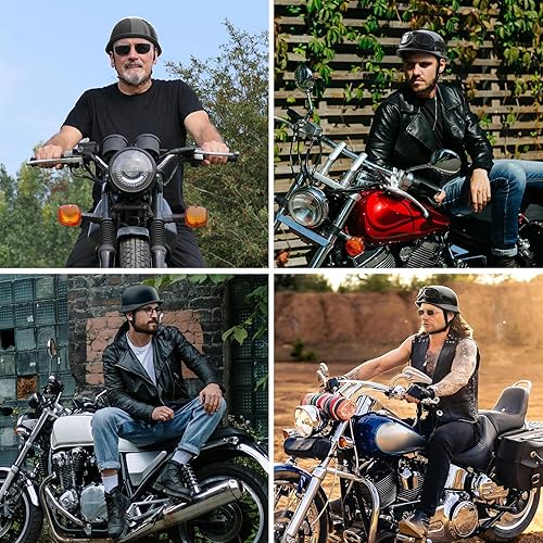 Miniatura 5 de Casco de motocicleta de media carcasa, casco de media carcasa vintage, media carcasa con tapa abierta estilo polo, unisex, certificado DOT, apto