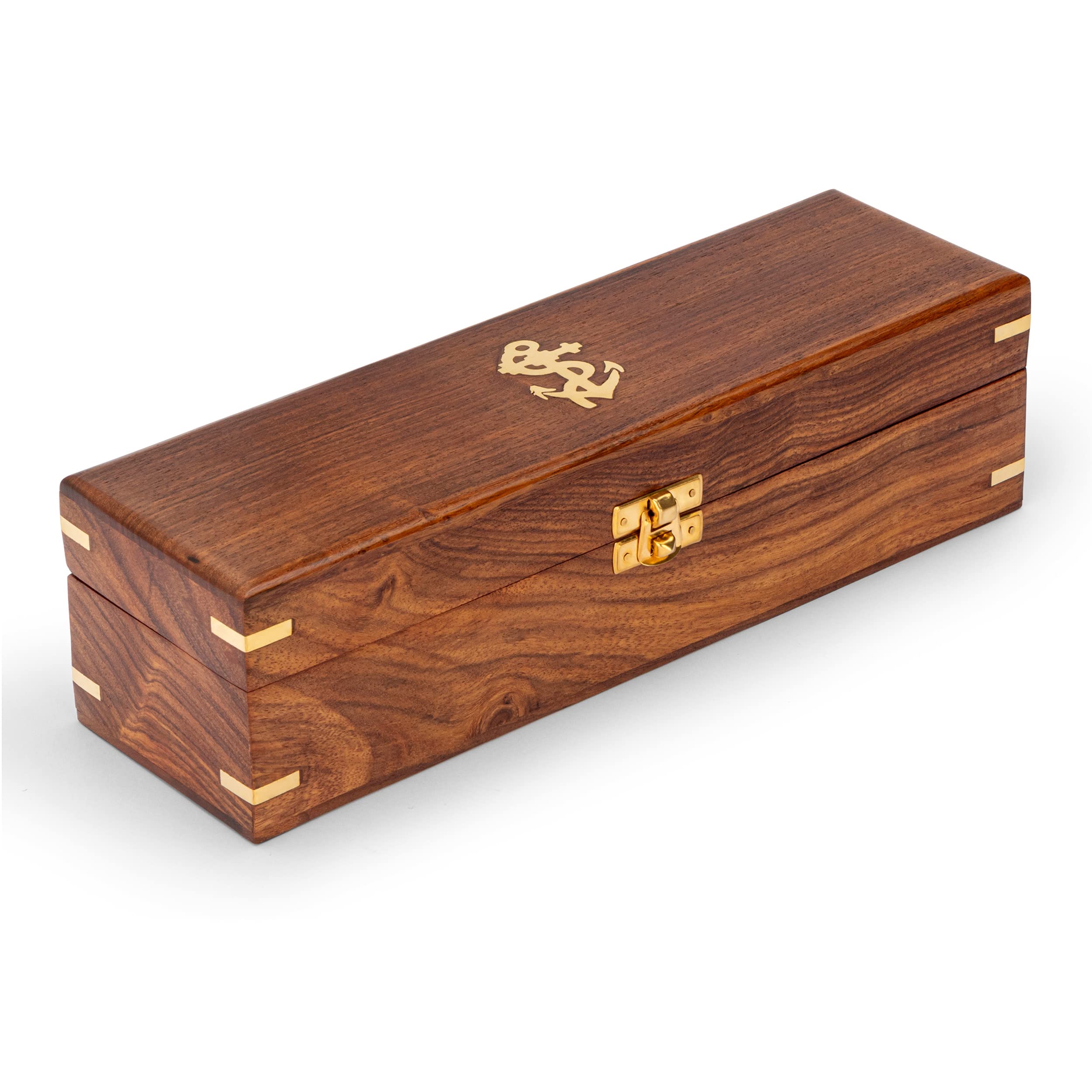 NKlaus Rumbecher Maritim in der Holzbox aus Messing und Kupfer, 1 Stück | Höhe: 6cm; Breite: 6cm; 28x8x7,5cm; 85g