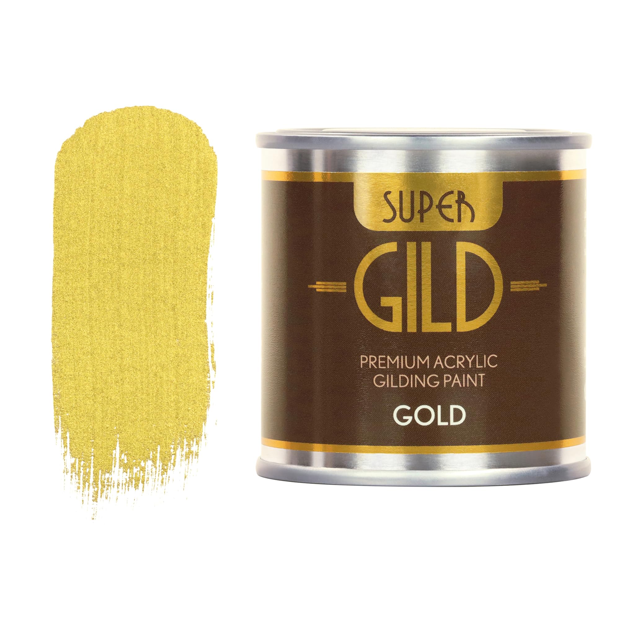 Guild Lane Gold Super Gild Liquid Paint 125Ml High Pigment Metallic Gilding Enamel Leaf Effect Paint For Furniture Wood Metal Glass Craft Water Based Non Tarnish Indoor Outdoor Use