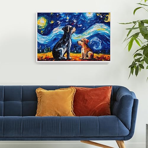 Miniatura 7 de Rompecabezas para adultos de 1000 piezas en adelante, rompecabezas de madera de 2 cachorros de cielo estrellado, rompecabezas de 1000 piezas para