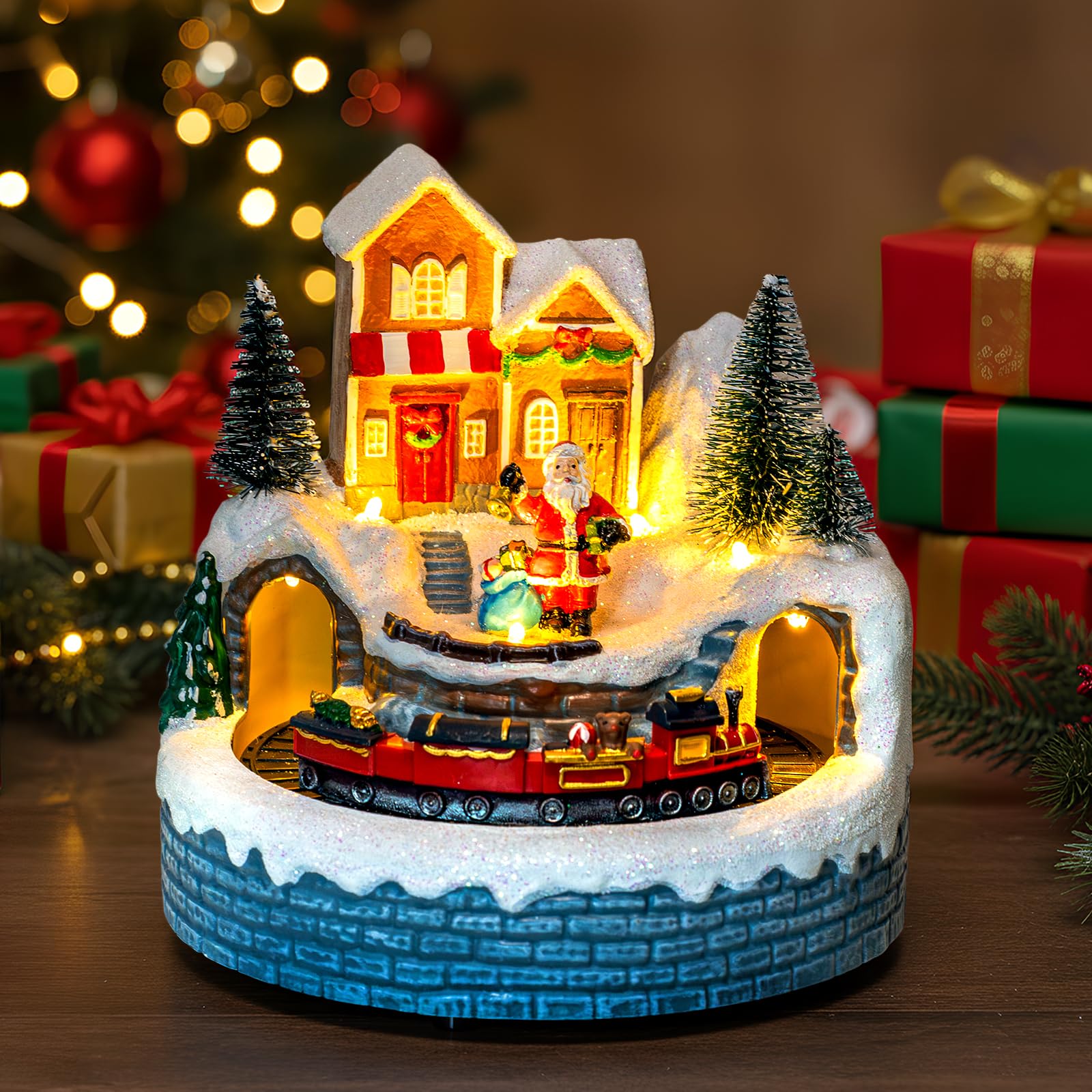 MXwcy Figuras de pueblo de Navidad, coleccionables, estatuas arquitectónicas (Papá Noel)