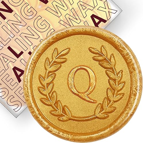 25 calcomanías adhesivas de cera con letra Q doradas, hechas a mano, sin necesidad de sellar, rasgar y usar calcomanías de cera para invitaciones de disponible en Yaxa Colombia