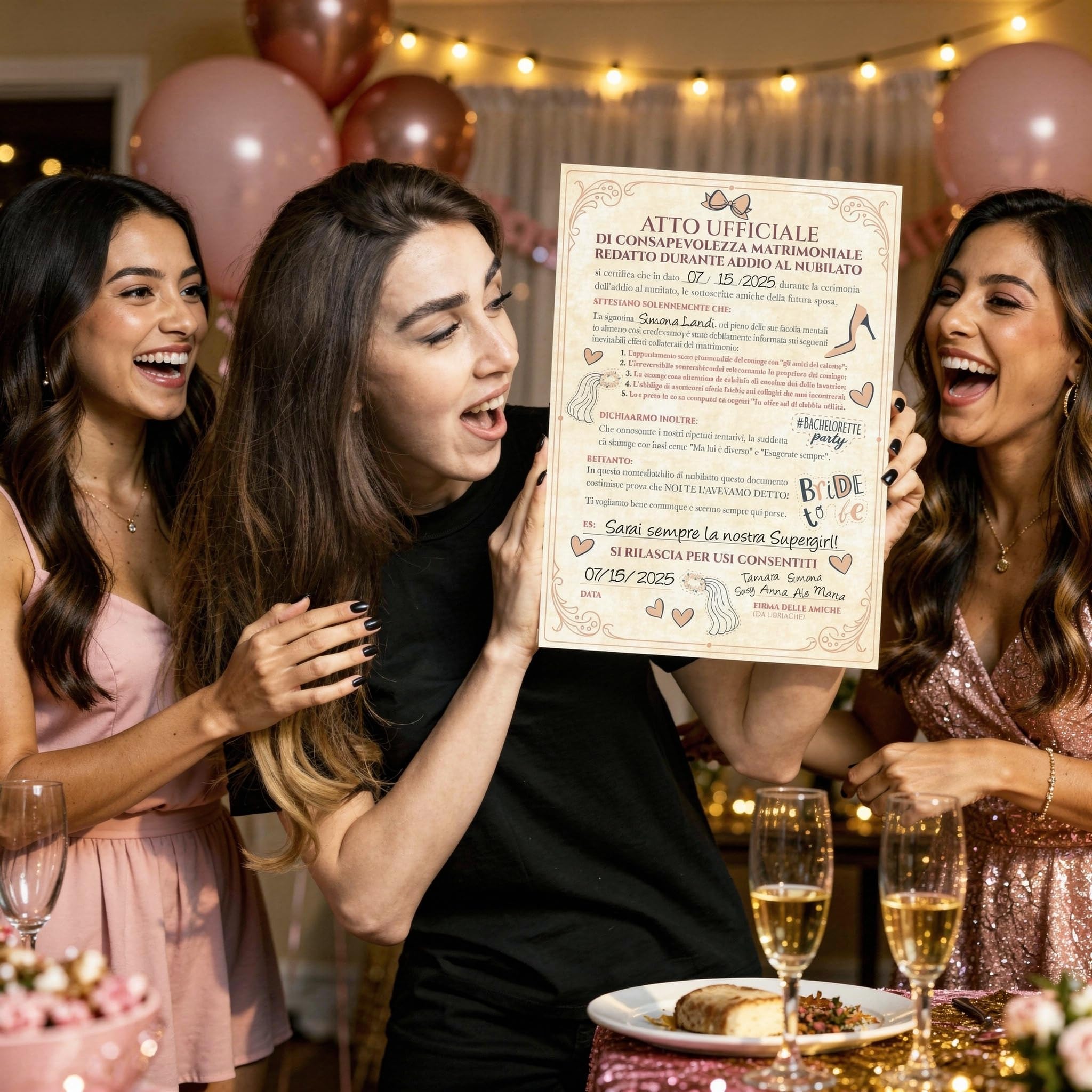 KAÏDENSÏ Gadget Addio al Nubilato Sposa - Pergamena Atto di Consapevolezza Matrimoniale - Accessori Team Bride Divertenti - Kit Idea Regalo Originale